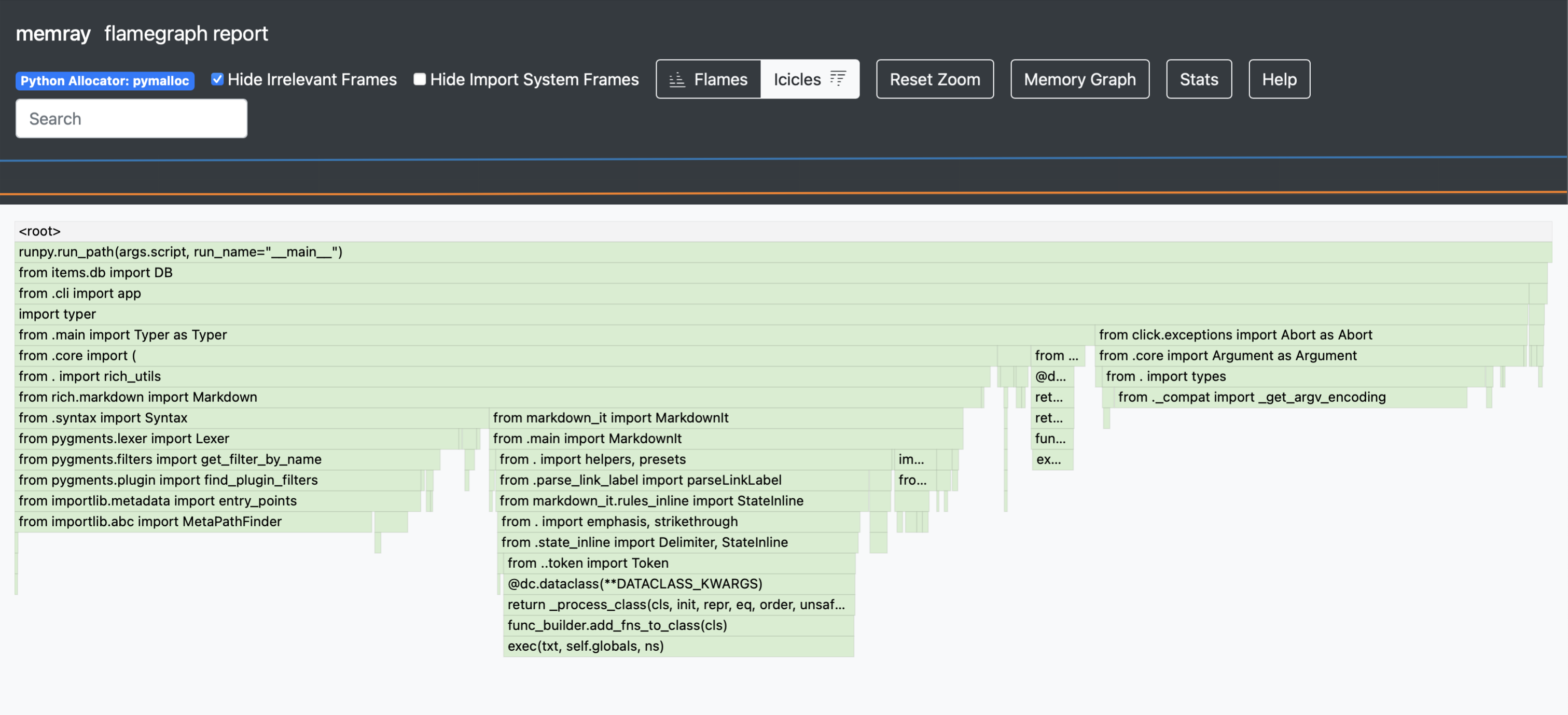 memray flamegraph report