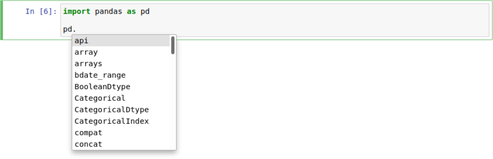 Tab-Vervollständigung für Module